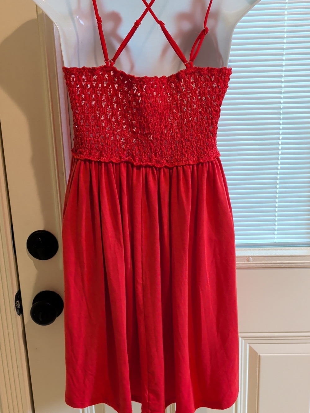 Zenana Red Spaghetti Straps Boho  Mini Dress - Women Size L - Picture 6 of 11